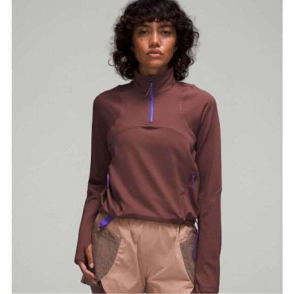Lululemon Tech Fleece Hiking 1/4 Zip Pullover, Size 8 NWT Dark Oxide / Pink Clay - Picture 1 of 12